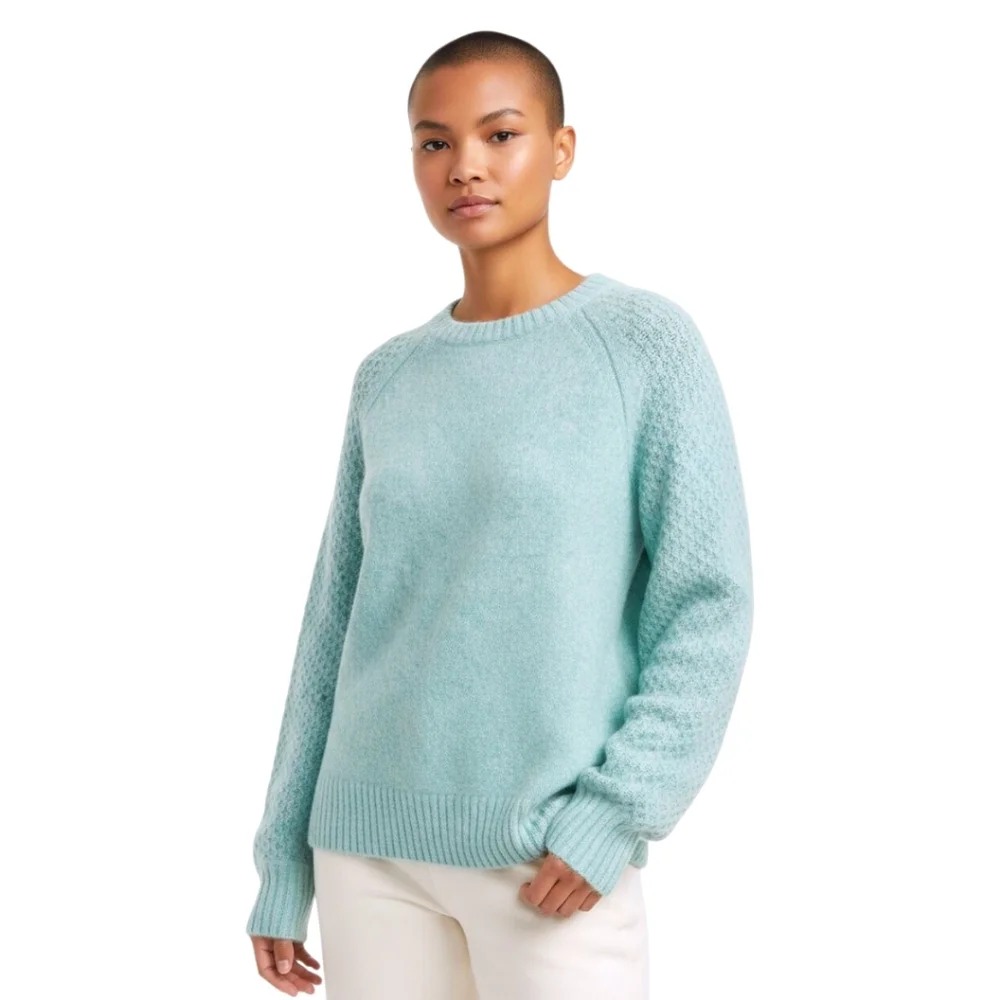J.Crew Wintergreen Honeycomb Wool Alpaca Blend Balloon-sleeve Sweater Size XS